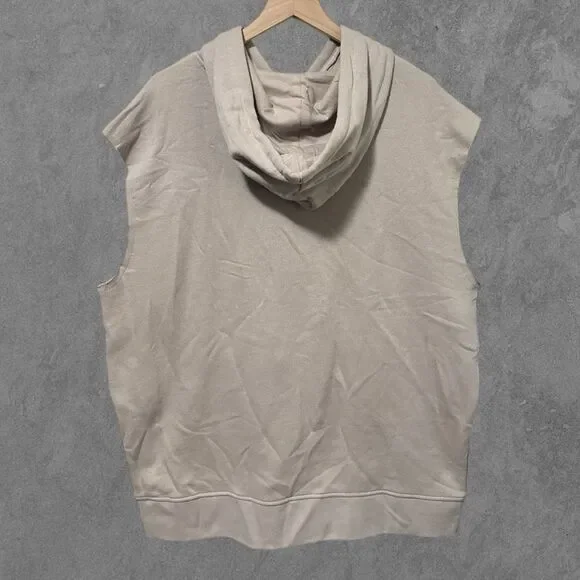 SOLD NWT H&M | Beige Relaxed Fit Sleeveless Hoodie French Terry Sweatshirt XL - Picture 4 of 6